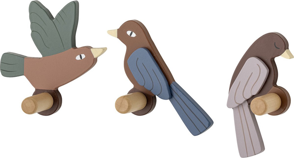 Bloomingville mini porte-manteau enfant bloomingville lot de 3 - oiseaux