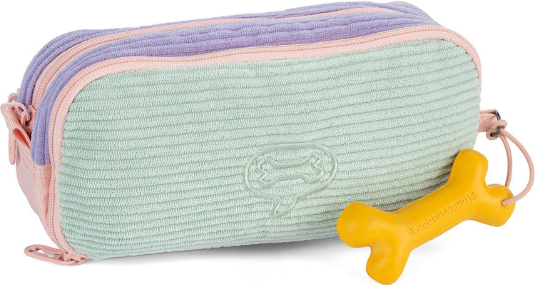 Stones and bones rowan 2.0 - trousse - trousse pour enfant - 3 compartiments - velours côtelé - aqua lavande