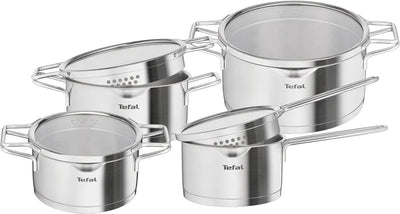 Tefal nordica - set de casseroles - 4 pièces - verre en acier inoxydable - convient à l'induction