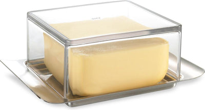 Beurrier Gefu Brunch 125 g – 14 x 8 cm – plastique inox – couvercle transparent