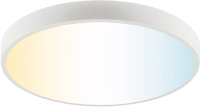 Brilliant slimline - plafonnier - ø 49 cm - led 20w - cct - 3000k-6500k - dimmable - veilleuse - minuterie - télécommande - blanc