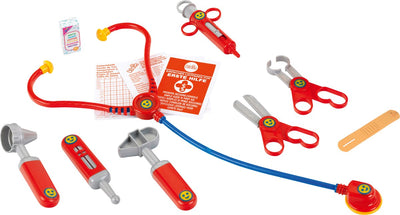 Mallette de médecin Klein Toys - coins arrondis - incl. instruments jouets - 24x11x19 cm - rouge