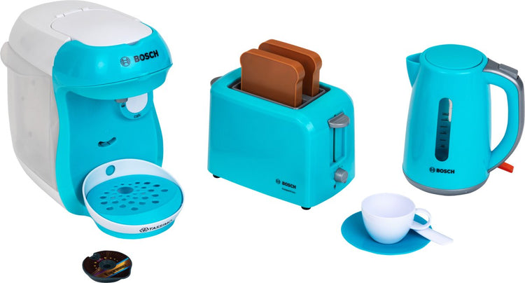 Ensemble d'accessoires de cuisine jouet Bosch Klein Toys - cafetière - bouilloire - grille-pain - incl. son - bleu