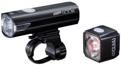 Kit d'éclairage Cateye ampp400s + nano60 - éclairage vélo - lumens : 400 60 - rechargeable par USB - noir