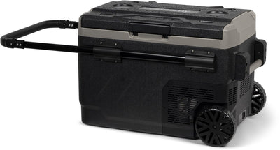 Steamy-e glacière électrique à rouleau double zone à compresseur sur roulettes - double zone - 40 litres - 12v et 230v - pour voiture et camping - noire