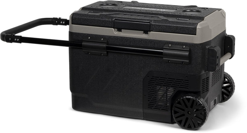Steamy-e glacière électrique à rouleau double zone à compresseur sur roulettes - double zone - 40 litres - 12v et 230v - pour voiture et camping - noire
