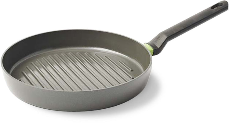 Poêle à griller ronde en céramique antiadhésive BK balance ø28 cm - sans PFA - poêle à griller à induction - passe au four jusqu'à 160°c - passe au lave-vaisselle - poignées froides - sans couvercle - gris