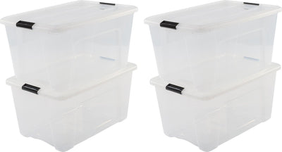 Boîte de rangement Iris top box - 45l - plastique - noir transparent - lot de 4