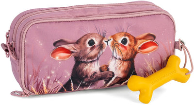 Stones and bones rowan 2.0 - trousse - trousse pour enfants - 3 compartiments - lapins crépusculaires - lilas