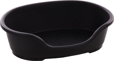 Panier pour chien Flamingo - panier en plastique tuck ovale noir m 70x47cm - antidérapant recyclé - design européen durable