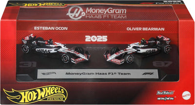 Hot Wheels Formule 1 Moneygram Haas F1 Team Lot de 2 – Esteban Ocon et Oliver Bearman Racing Cars