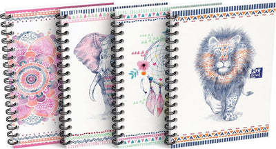Bloc spirale Oxford esprit bohème, ft a6, 50 pages, carreaux 5 mm, couleurs assorties