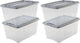 Boîte de rangement Iris new topbox - 45l - plastique - gris argenté transparent - lot de 4