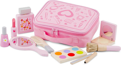 Woet ® set de maquillage en bois - maquillage jouet dans un sac - comprenant miroir 10 accessoires - jeu de rôle éducatif pour enfants - à partir de 3 ans