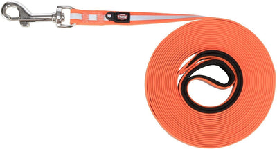 Laisse pour chien Trixie - orange réfléchissant 10m x 1,7cm - PVC hydrofuge, passante