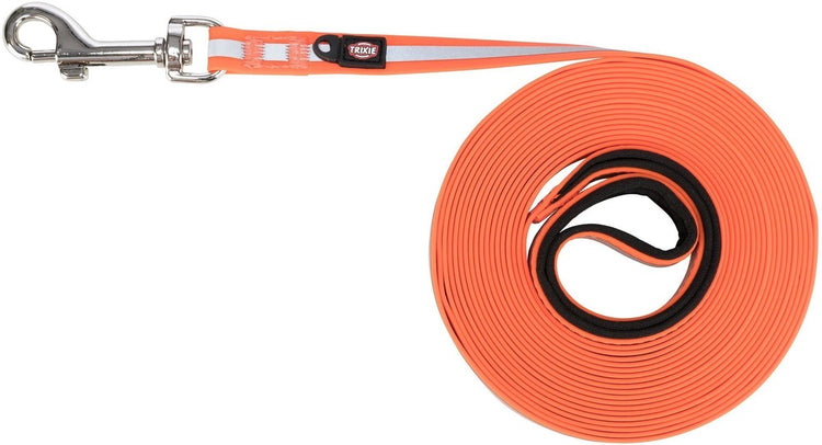 Laisse pour chien Trixie - orange réfléchissant 10m x 1,7cm - PVC hydrofuge, passante