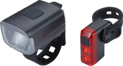 Bbb Cycling Stud Combo Strap Kit d'éclairage de vélo - Feu avant et arrière de vélo rechargeable par USB - 130 lumens - Batterie 10 heures - Éclairage de vélo avant et arrière - BLS-144