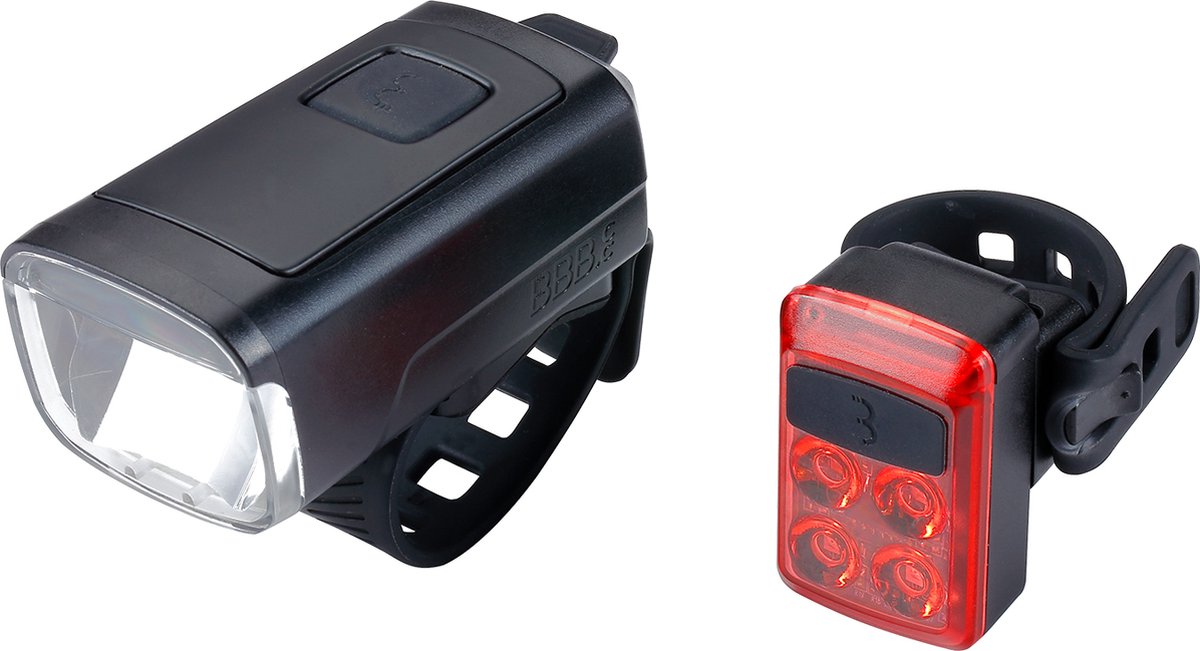 Bbb cycling stud50 combo feux de vélo LED blanc et rouge - kit d'éclairage de vélo - rechargeable par USB - feu avant 200 lumens feu arrière 50 lumens - BLS-231