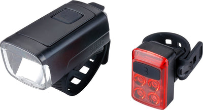 Bbb cycling stud50 combo feux de vélo LED blanc et rouge - kit d'éclairage de vélo - rechargeable par USB - feu avant 200 lumens feu arrière 50 lumens - BLS-231
