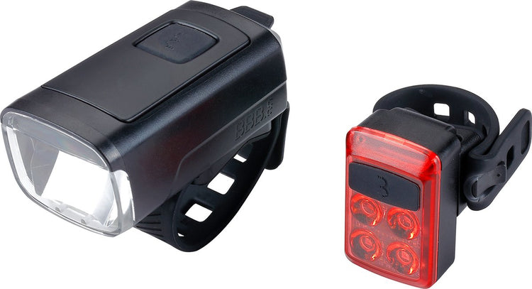 Bbb cycling stud50 combo feux de vélo LED blanc et rouge - kit d'éclairage de vélo - rechargeable par USB - feu avant 200 lumens feu arrière 50 lumens - BLS-231