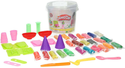 Ensemble d'argile dans une boîte de rangement pour crème glacée - 24 couleurs d'argile