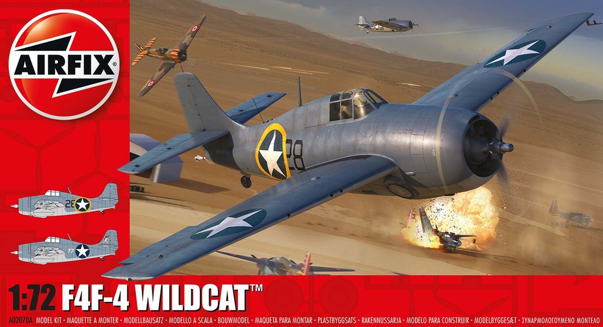 Airfix maquette kit véhicules militaires - 02070a f4f-4 avion wildcat plastique - 1:72 - modélisme