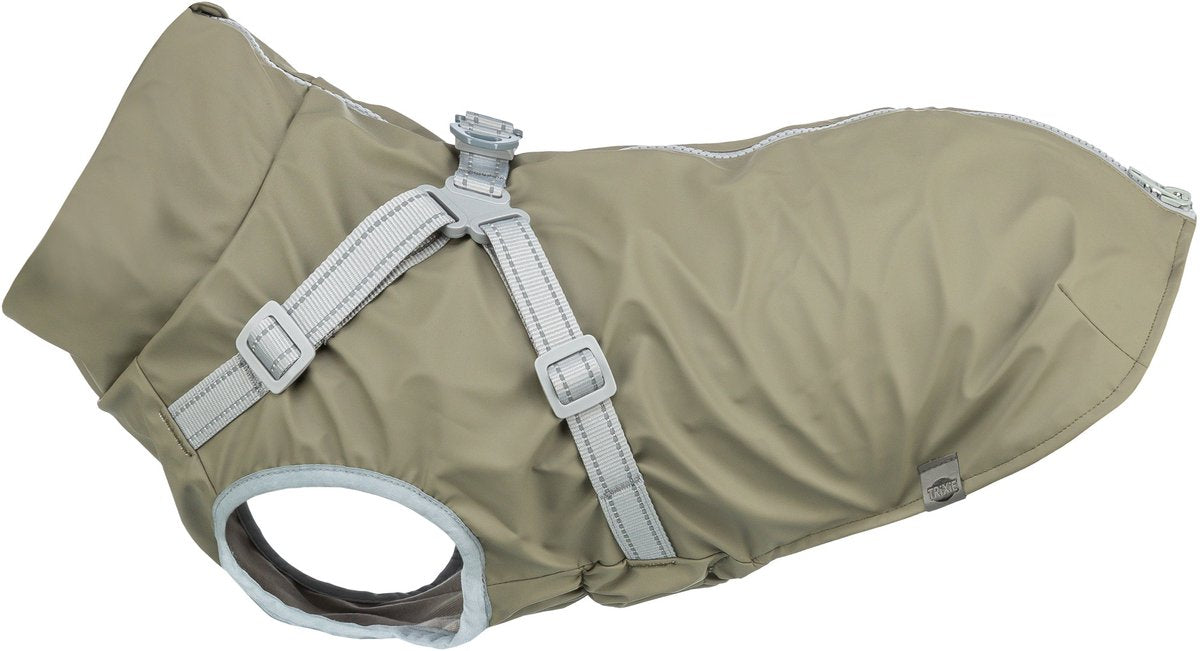 Trixie imperméable chien vert olive 36cm - imperméable, réfléchissant - harnais inclus