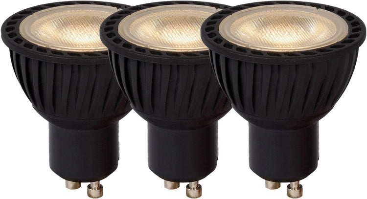 Lucide mr16 - lampe led - ø 5 cm - led dimmable - gu10 - 3x5w 3000k - noir - lot de 3