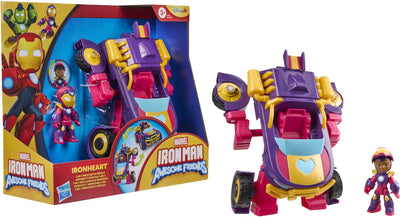 Hasbro Marvel Iron Man et ses super amis Ironheart, combinaison et véhicule Mech 2 en 1, figurine d'action et véhicule jouet