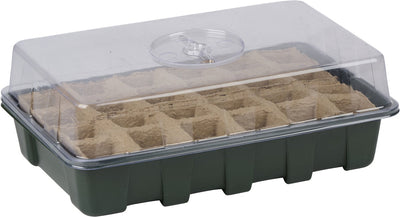 Serre Kinzo - lot de 2 - boîte de culture à 12 cellules - mini serre pour culture d'herbes aromatiques - 30 x 19,5 x 10,5 cm