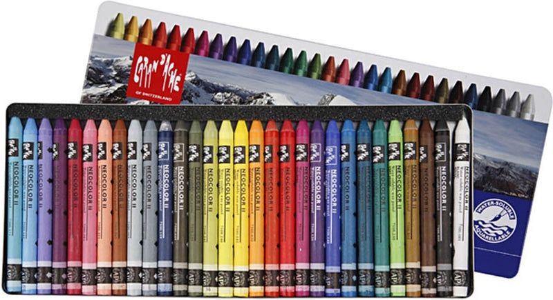 Caran dache caran d'ache neocolor ii, l : 10 cm, épaisseur 8,5 mm, différentes couleurs, 30 pièces 1 boîte