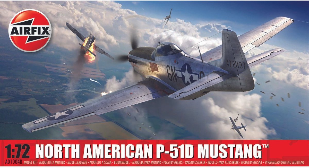 Kit de modèle Airfix véhicules militaires - 01004b avion mustang nord-américain p-51d en plastique - 1:72 - modélisme