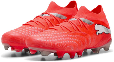 Puma future 9 match fg ag chaussures de sport unisexes - rouge brillant- blanc- noir- argent