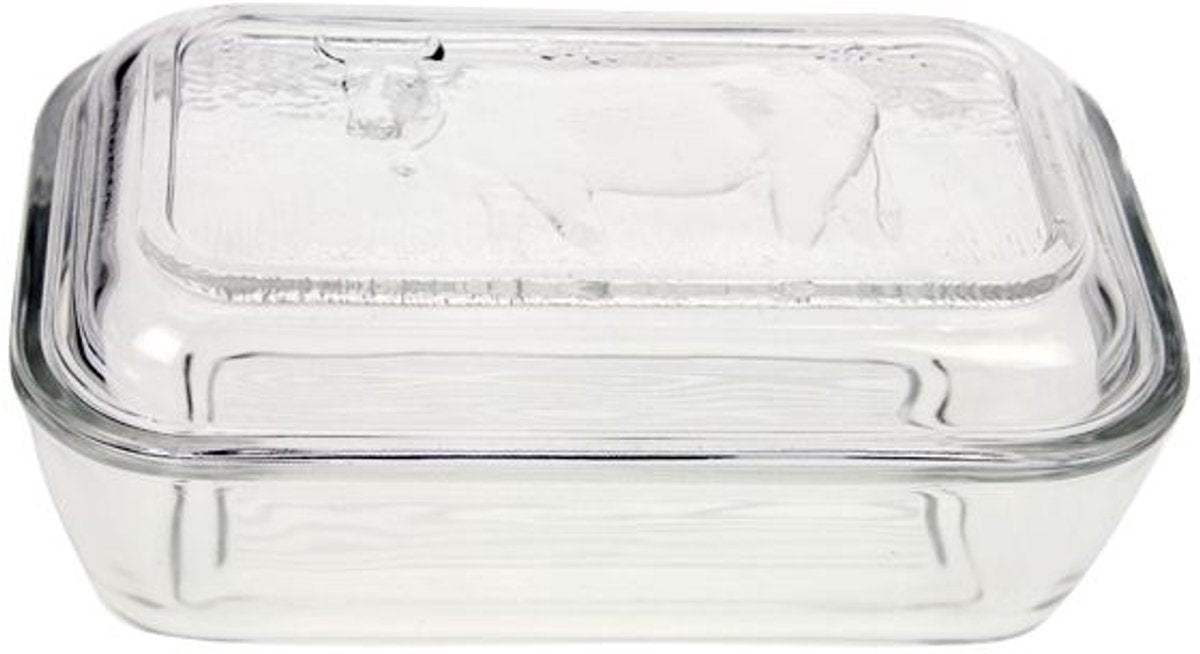 Beurrier Luminarc vaca - blanc - verre - 17 x 7 cm