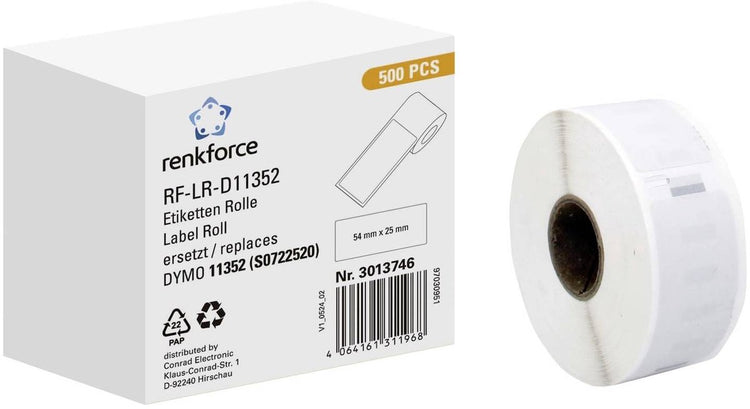 Renkforce RF-6027492, blanc, étiquette d'imprimante autocollante, étiquette continue, rouleau, papier, thermique direct