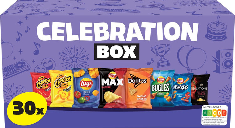 Lay's Celebration Box Mix - poivron, fromage nacho naturel - boîte 801,5 grammes contient 30 sachets de distribution