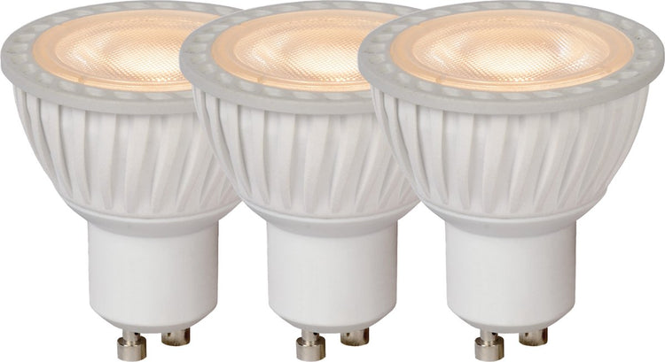 Lucide mr16 - lampe led - ø 5 cm - led dimmable - gu10 - 3x5w 3000k - blanc - lot de 3