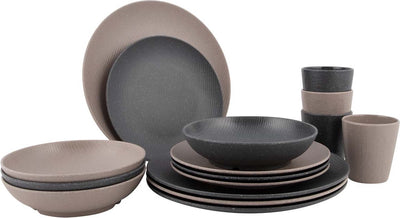 Bo-camp - urban outdoor - vaisselle - folkestone - 16 pièces - beige gris
