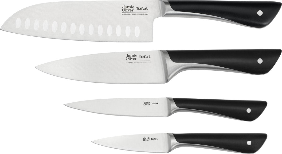 Ensemble de couteaux Jamie Oliver by Tefal - 4 pièces - acier inoxydable - ergonomique - pour usage professionnel