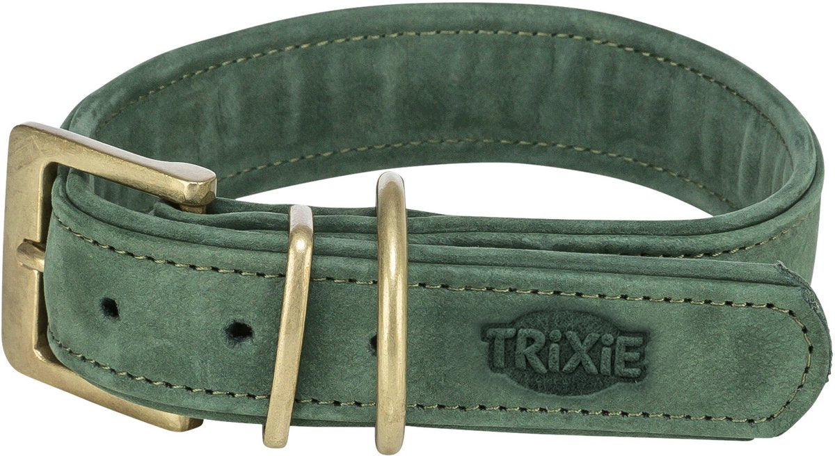 Chien de collier trixie pur cuir saliegroen