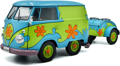Solido Ghost Hunters Machine Volkswagen T1 Kool Kombi modèle de voiture 1:18 avec remorque