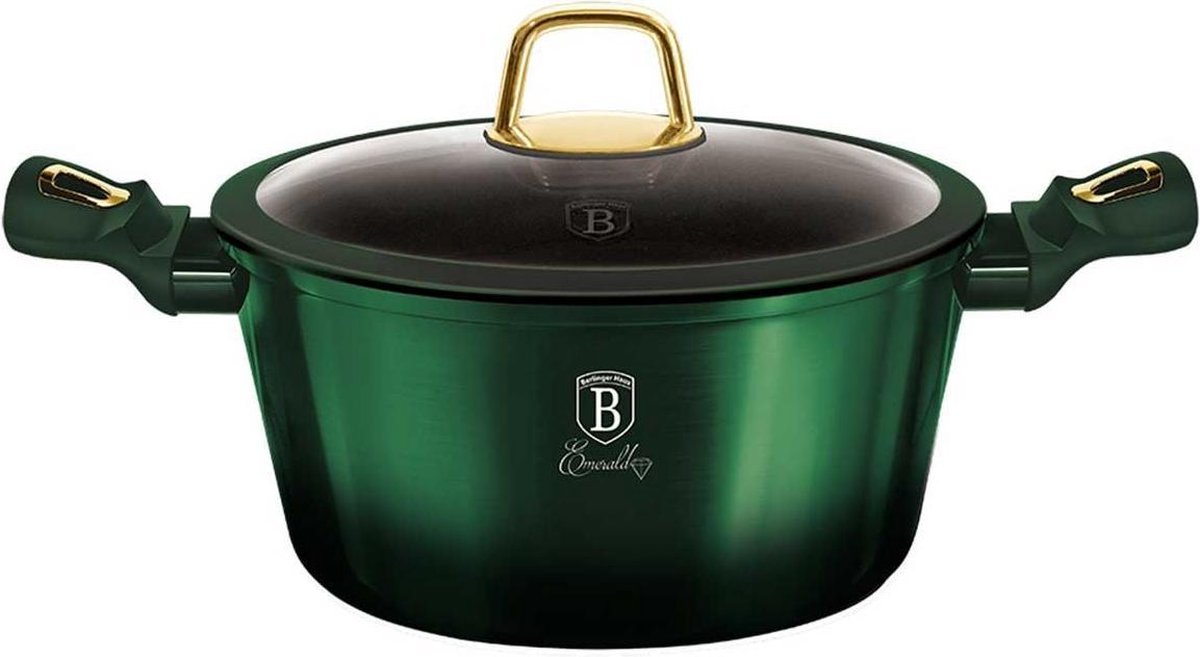 Berlingerhaus berlinger haus 6058 - poêle à frire avec revêtement en titane - 24 cm - avec couvercle - collection émeraude