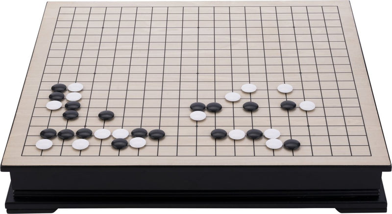Jeu de société Engelhart Go avec compartiments latéraux – 361 pierres en plastique 21 mm – Jeu de société stratégique –