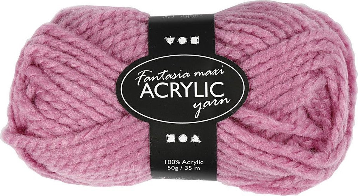 Fil acrylique fantaisie Creativ company, l: 35 m, maxi, rose, 50 g 1 pelote