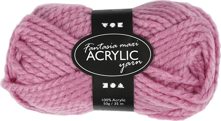 Fil acrylique fantaisie Creativ company, l: 35 m, maxi, rose, 50 g 1 pelote