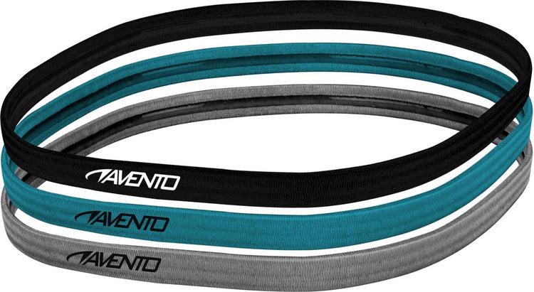 Avento élastique pour cheveux de sport - 3 pièces - bleu noir gris - antidérapant