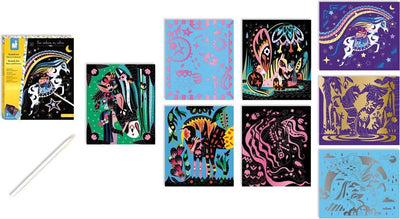 Janod - les ateliers du calme - scratch art - chevaux et licornes - coffret bricolage