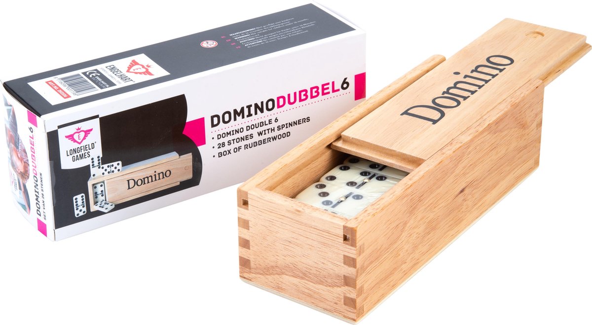 Jeu de dominos Angeltoys (double 6) dans une boîte en bois