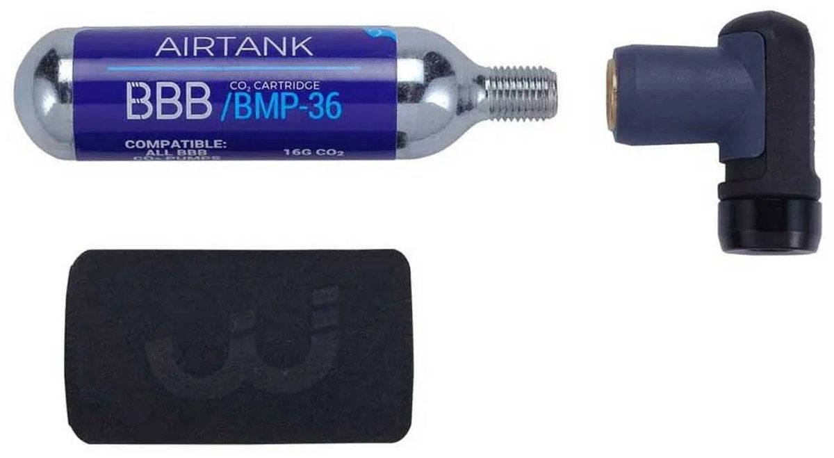 Pompe à co2 pour vélo Bbb - airpush - pompe à vélo vélo de course - adaptateur co2 comprenant cartouche de co2 et couvercle de protection - mini pompe - bmp-111
