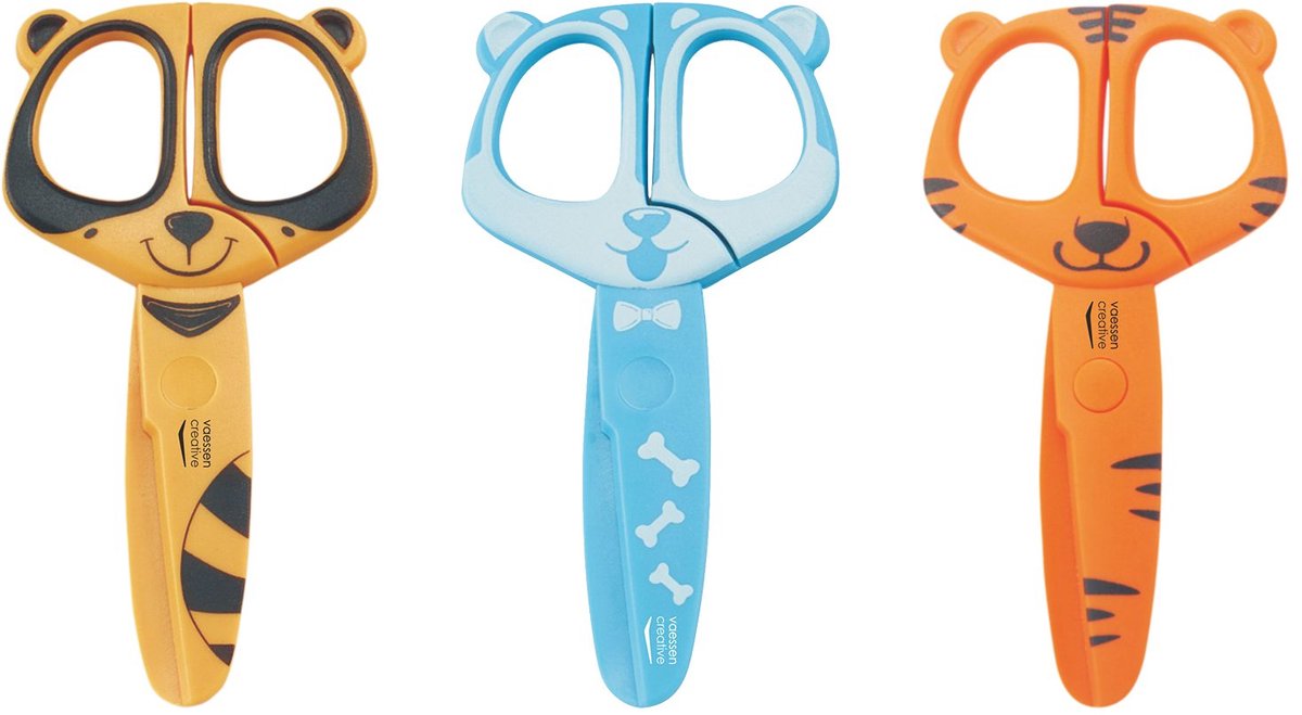 Vaessen creative • set de ciseaux pour enfants chien viverrin tigre 3 pcs.